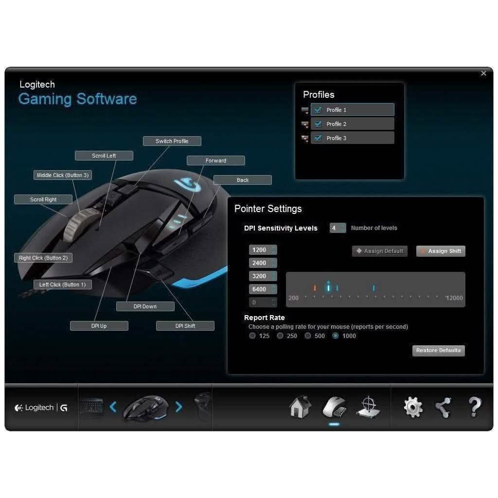 Logitech G502 Proteus Core Tunable Gaming Mouse (Refurbished)