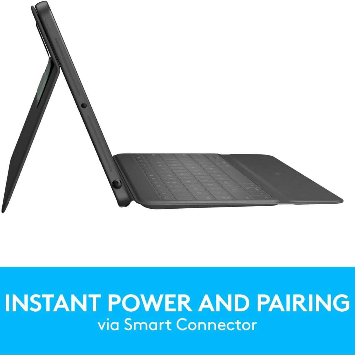 Logitech Slim Folio Bluetooth Keyboard Case for iPad (10th Generation) with Integrated Wireless Keyboard - Oxford Gray