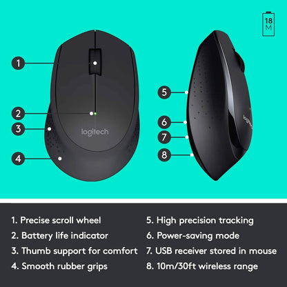 Logitech Wireless Combo Full-Sized Keyboard with Comfortable Right-Handed Mouse (Refurbished)