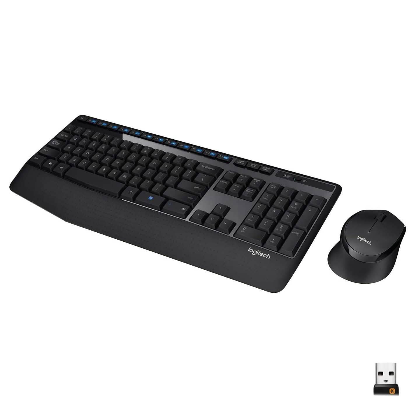 Logitech Wireless Combo Full-Sized Keyboard with Comfortable Right-Handed Mouse (Refurbished)