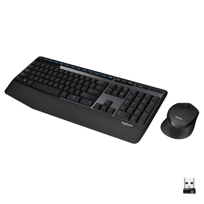 Logitech Wireless Combo Full-Sized Keyboard with Comfortable Right-Handed Mouse (Refurbished)