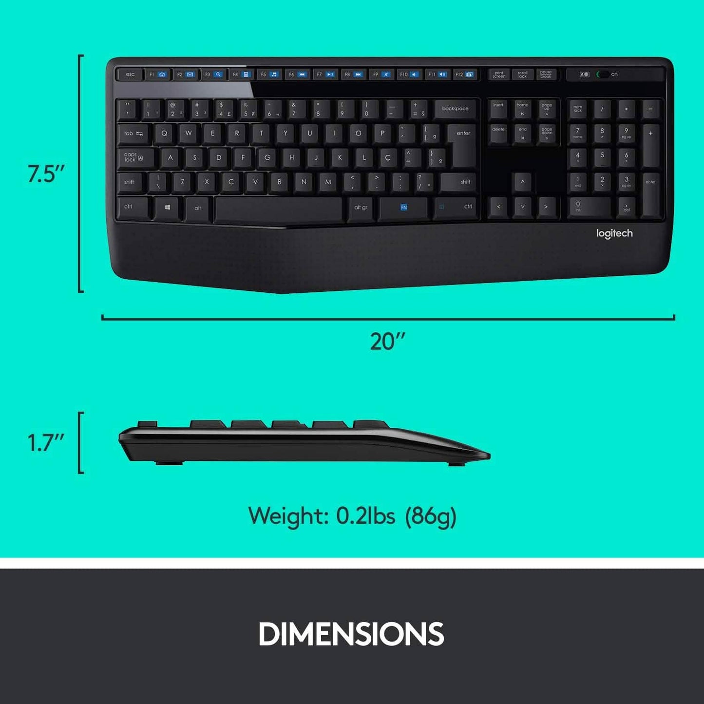 Logitech Wireless Combo Full-Sized Keyboard with Comfortable Right-Handed Mouse (Refurbished)