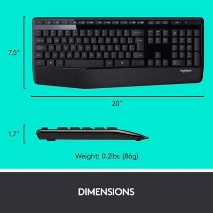 Logitech Wireless Combo Full-Sized Keyboard with Comfortable Right-Handed Mouse (Refurbished)
