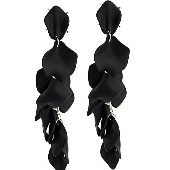 Long Acrylic Rose Petal Earrings