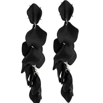 Long Acrylic Rose Petal Earrings