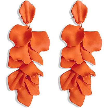 Long Acrylic Rose Petal Earrings