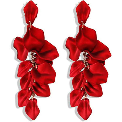 Long Acrylic Rose Petal Earrings