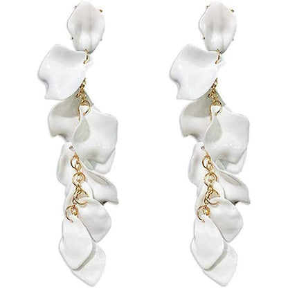 Long Acrylic Rose Petal Earrings