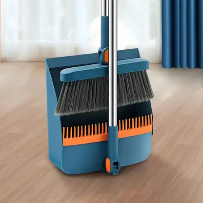 Long Handle Rotating Broom and Dustpan Set with Comb Tooth