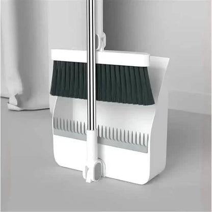 Long Handle Rotating Broom and Dustpan Set with Comb Tooth