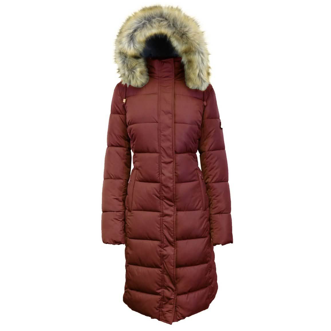 Long Heavyweight Parka Jacket with Faux-Fur Hood