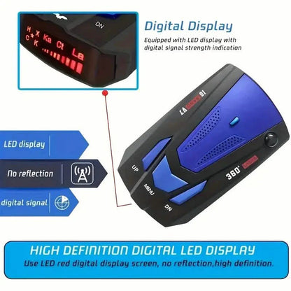 Long Range Car Detection System,City/Hwy Speed Alarm & POP Fast Scan, Automatic 360° Detection With Voice Prompt