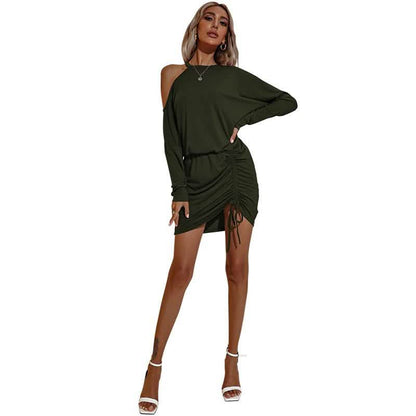 Long Sleeve Off Shoulder Sexy Loose Tie Dress