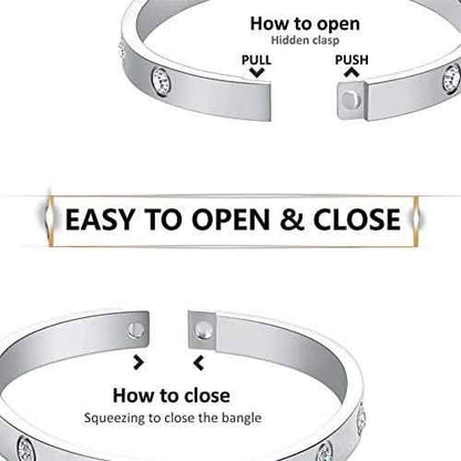 Love Friendship Bracelet Bangle with Cubic Zirconia Stones