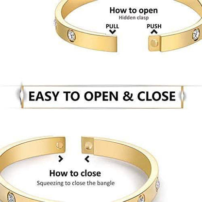 Love Friendship Bracelet Bangle with Cubic Zirconia Stones