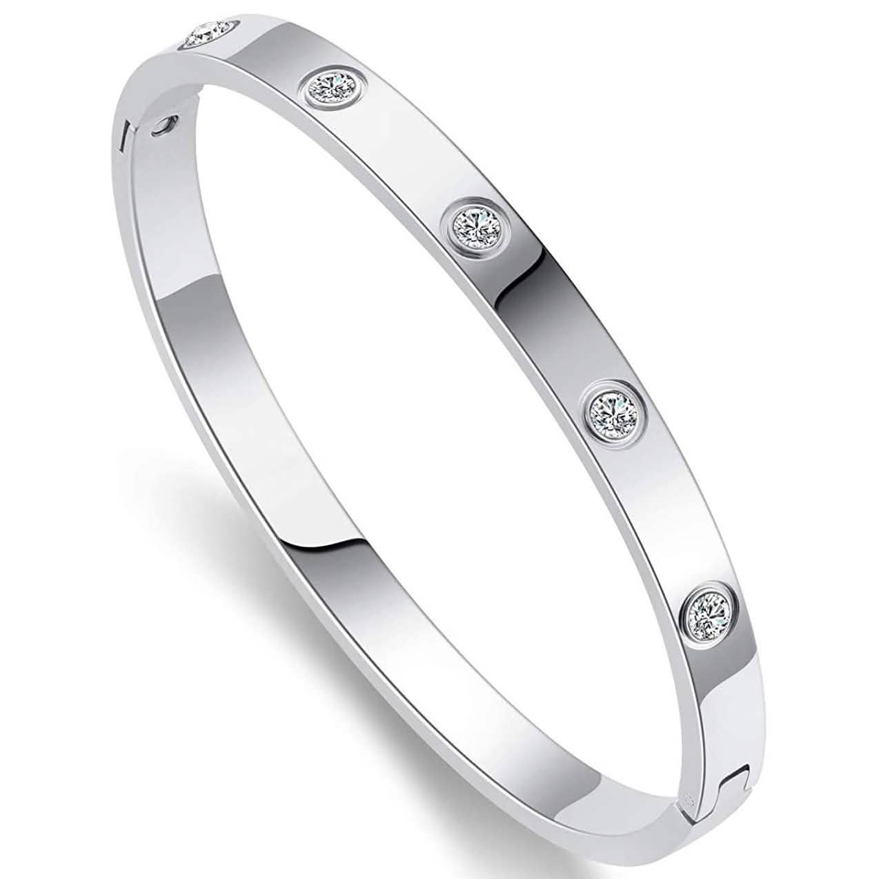 Love Friendship Bracelet Bangle with Cubic Zirconia Stones