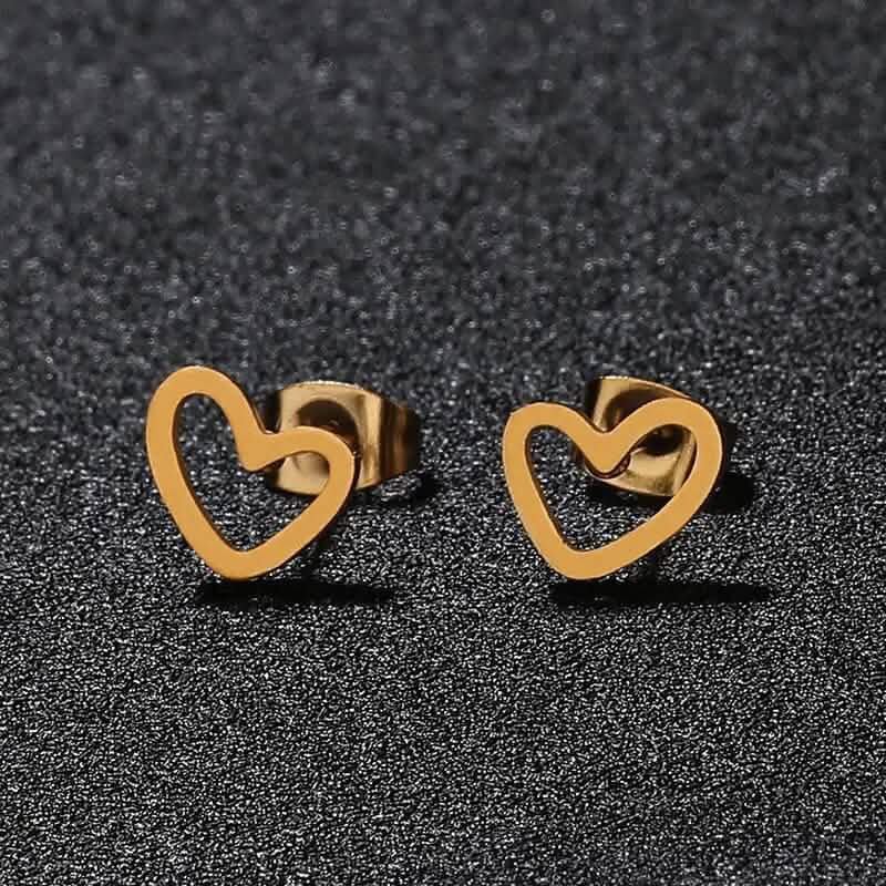 Love Stud Alloy Heart Earrings