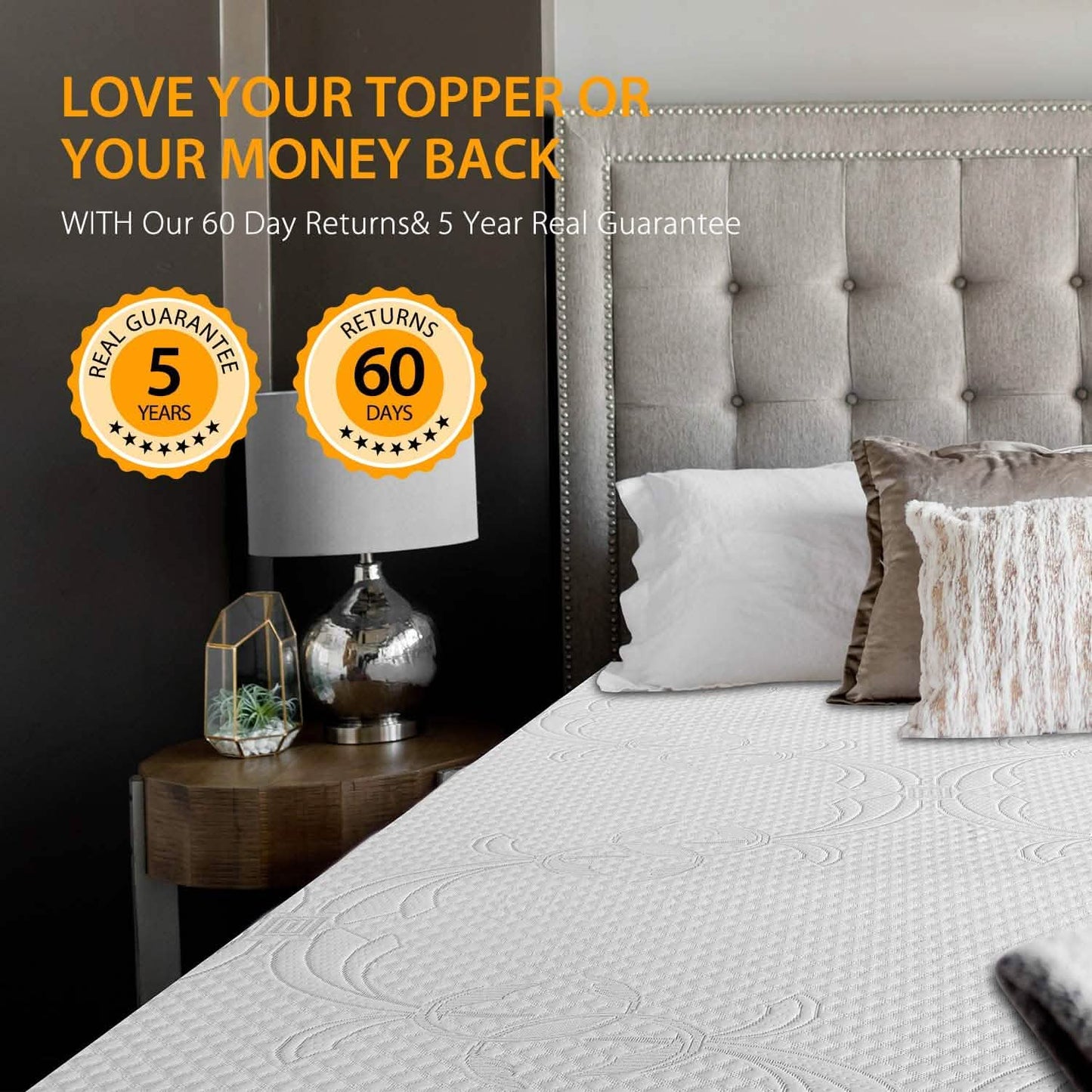 LSOFT Mattress Pad Gel Infused Memory Foam Mattress Topper 4 Corner Elastic Anchor Band Washable Bed Cover