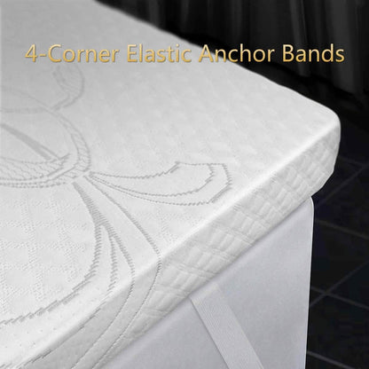 LSOFT Mattress Pad Gel Infused Memory Foam Mattress Topper 4 Corner Elastic Anchor Band Washable Bed Cover