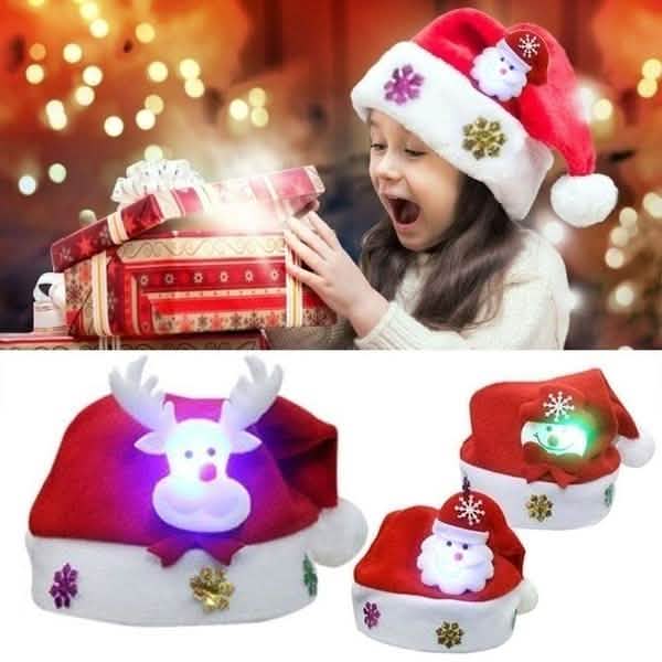 Luminous Christmas Hat Glowing Santa Claus, Snowman, Deer Christmas Hat