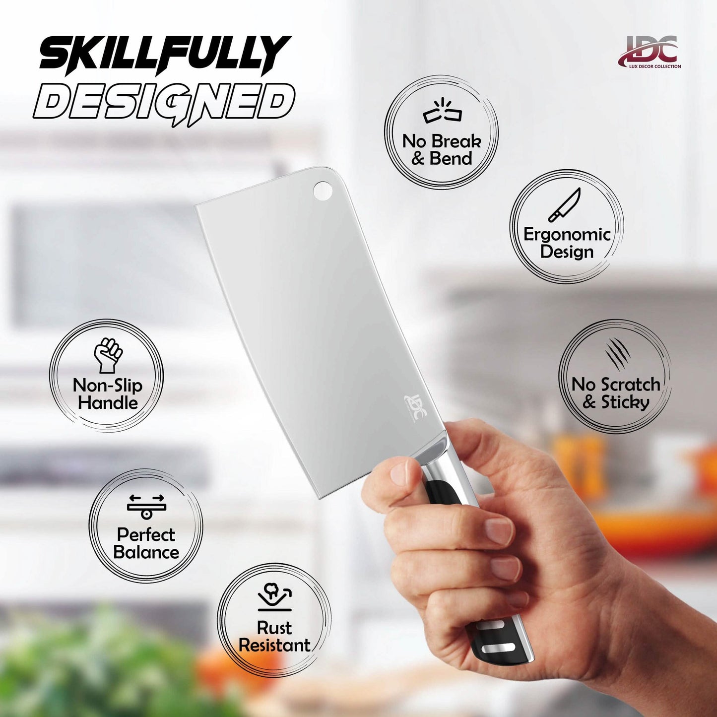Lux Decor Collection Meat Cleaver 7 Inch Sharp Butcher Knife Heavy Futy Chopper
