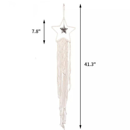 Macrame Woven Wall Hanging Boho Tapestry Moon Star Dreamcatcher Home Decor