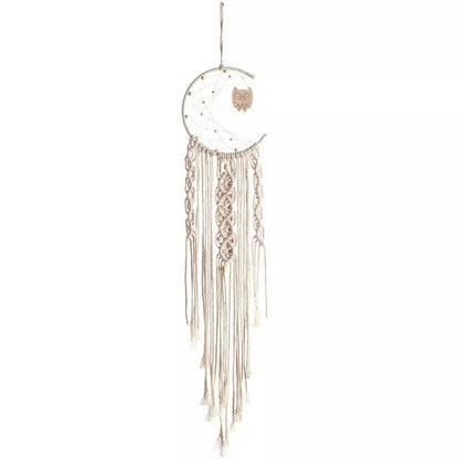 Macrame Woven Wall Hanging Boho Tapestry Moon Star Dreamcatcher Home Decor