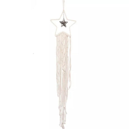 Macrame Woven Wall Hanging Boho Tapestry Moon Star Dreamcatcher Home Decor