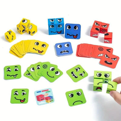 Magic Face-Changing Wooden Cube Building Blocks Set