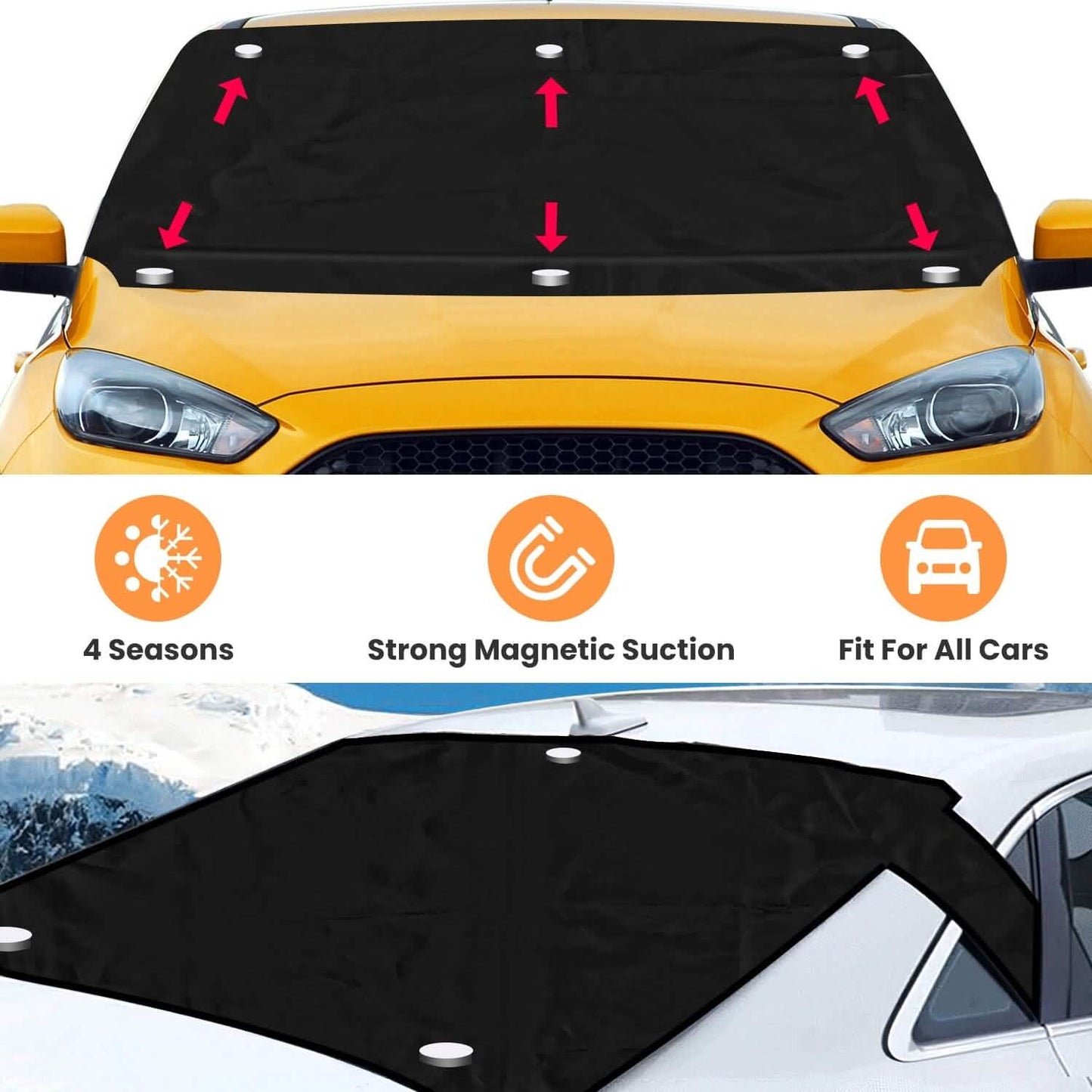 Magnetic Car Windshield Cover Front Rear Protector Fit for All Cars