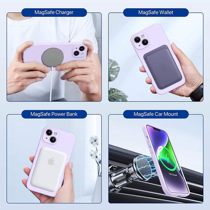 Magnetic MagSafe Case for iPhone 14 Plus with Glass Screen Protector, Silicone Case 6.7 inch