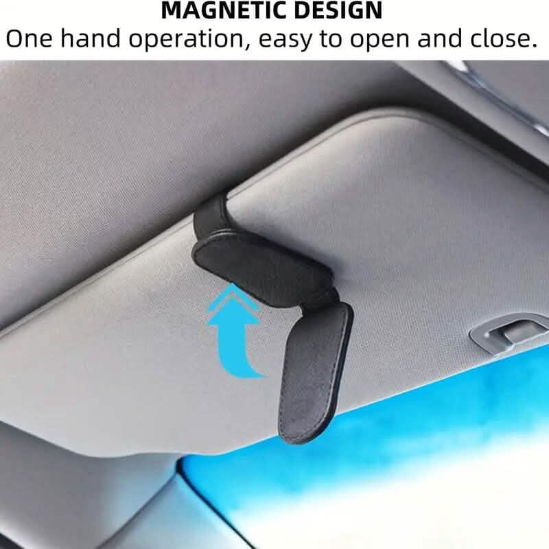 Magnetic PU Leather Car Visor Sunglasses Holder