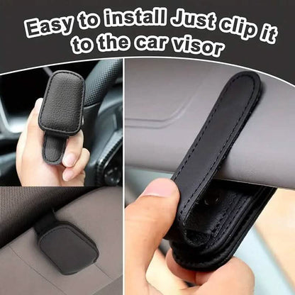 Magnetic PU Leather Car Visor Sunglasses Holder