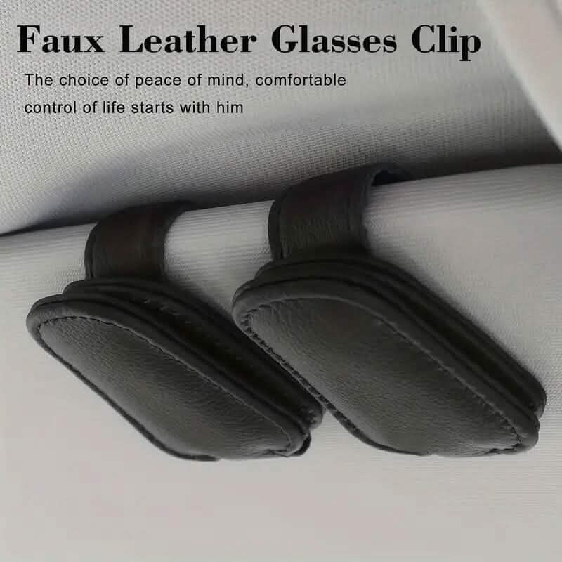 Magnetic PU Leather Car Visor Sunglasses Holder