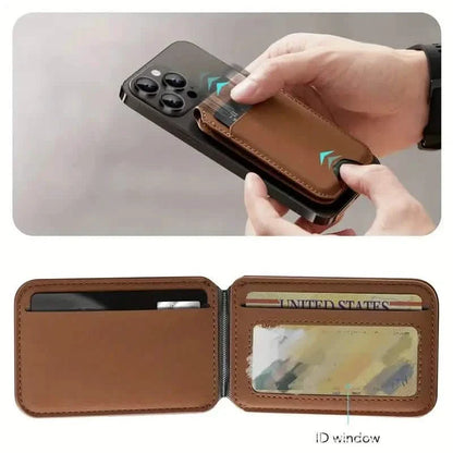 Magnetic PU Leather RFID Blocking Flip Kickstand Credit Slots Wallet Credit Cell Case Card Cover Slot Card Holder for Back of IPhone