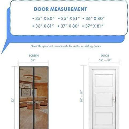 Magnetic Screen Door With Durable Fiberglass Mosquito Mesh Curtain