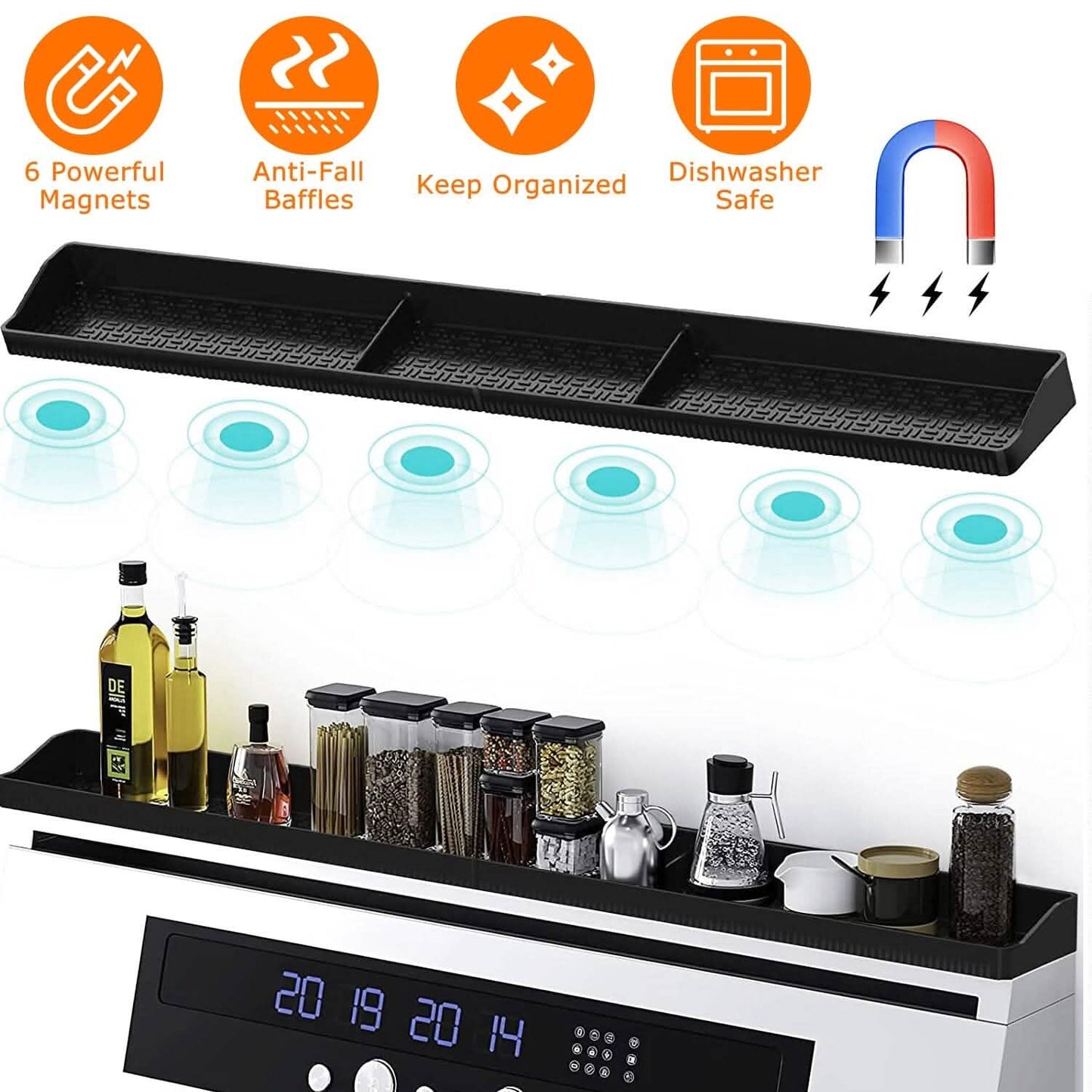 Magnetic Stove Top Shelf Silicone Non-Slip Organizer