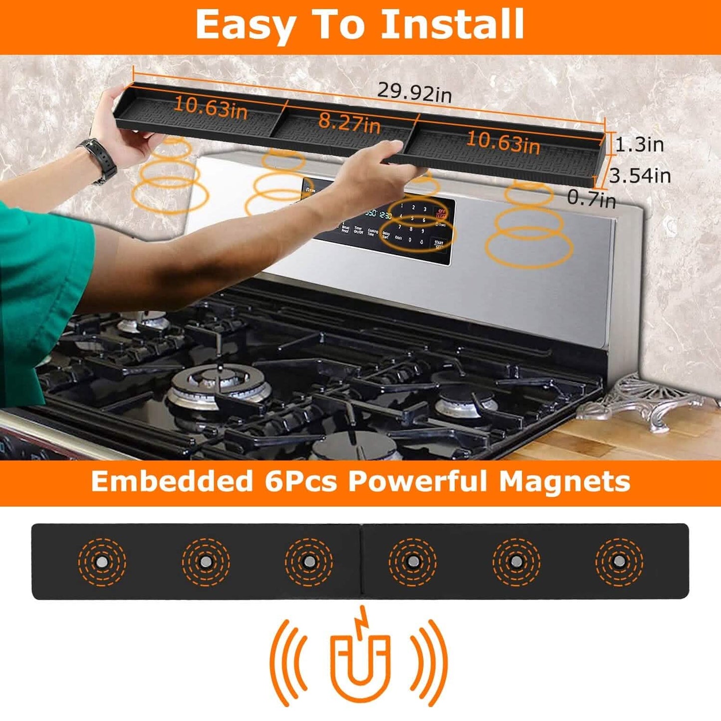 Magnetic Stove Top Shelf Silicone Non-Slip Organizer