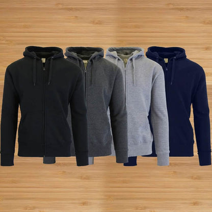 3-Pack Men's Slim-Fit Fleece-Lined Zip Hoodie