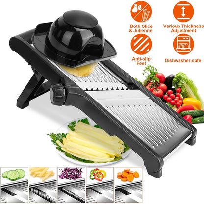 Mandoline Stainless Steel Food Slicer with 5 Adjustable Blades