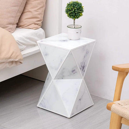 Marble End Table Multi-Face Contemporary Nightstand