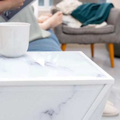 Marble End Table Multi-Face Contemporary Nightstand