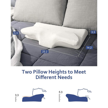 MARNUR Memory Foam Pillow for Neck Shoulder Pain Queen Size Wing Shape Design