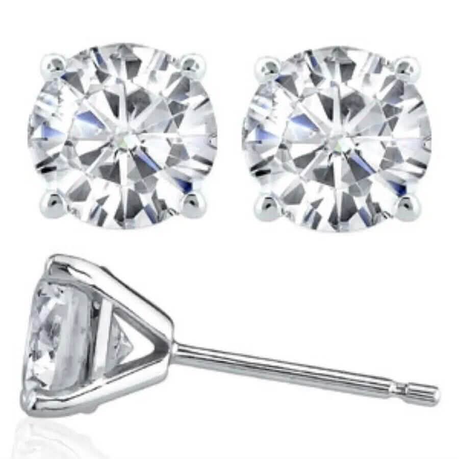 Martini 6.00 Ct D Vs1 Round Lab Created Diamond Earrings 4 Prong 14 K White Gold