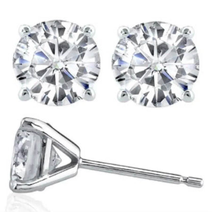 Martini 6.00 Ct D Vs1 Round Lab Created Diamond Earrings 4 Prong 14 K White Gold