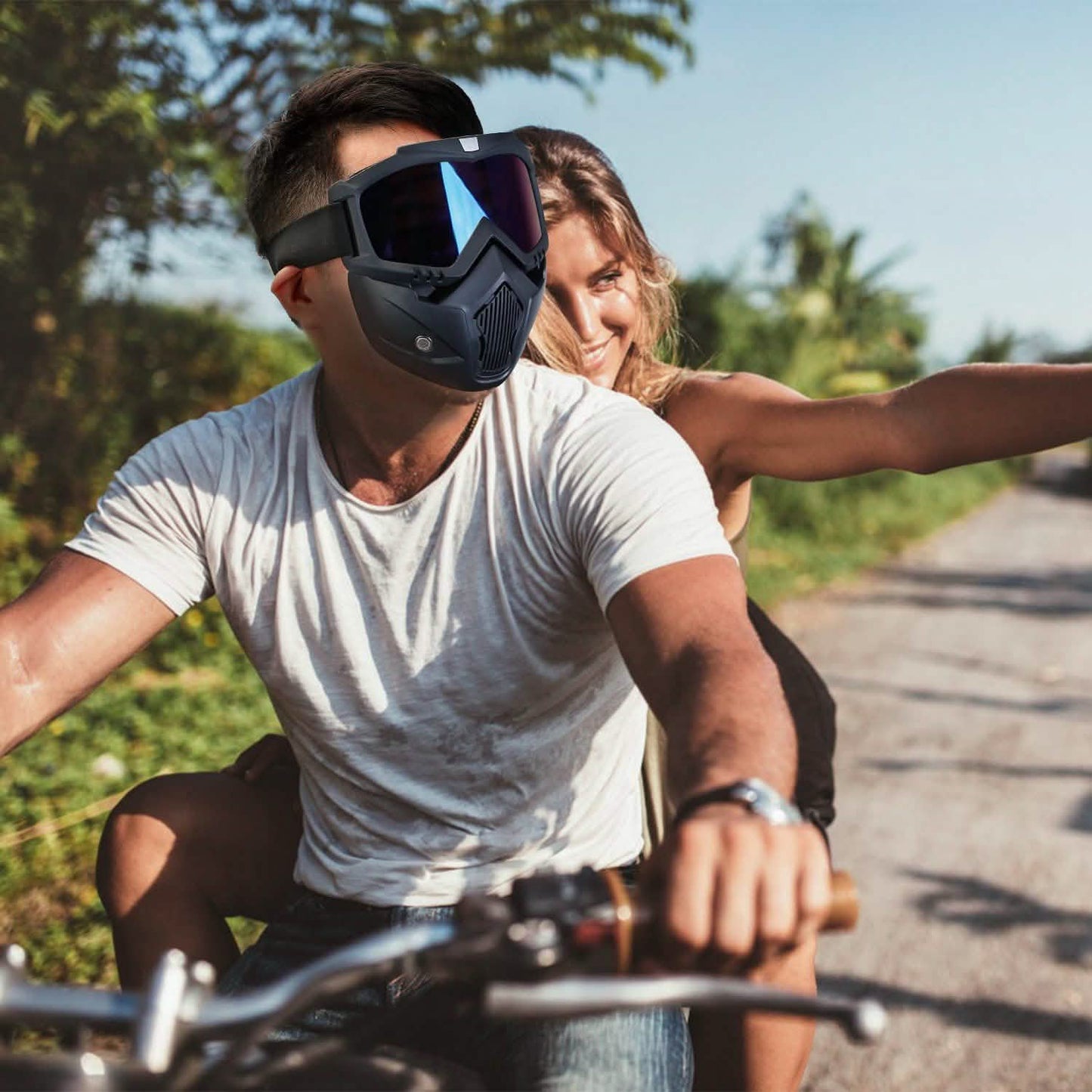 Mask Riding Goggle with Adjustable Non-slip Trip Mouth Filter