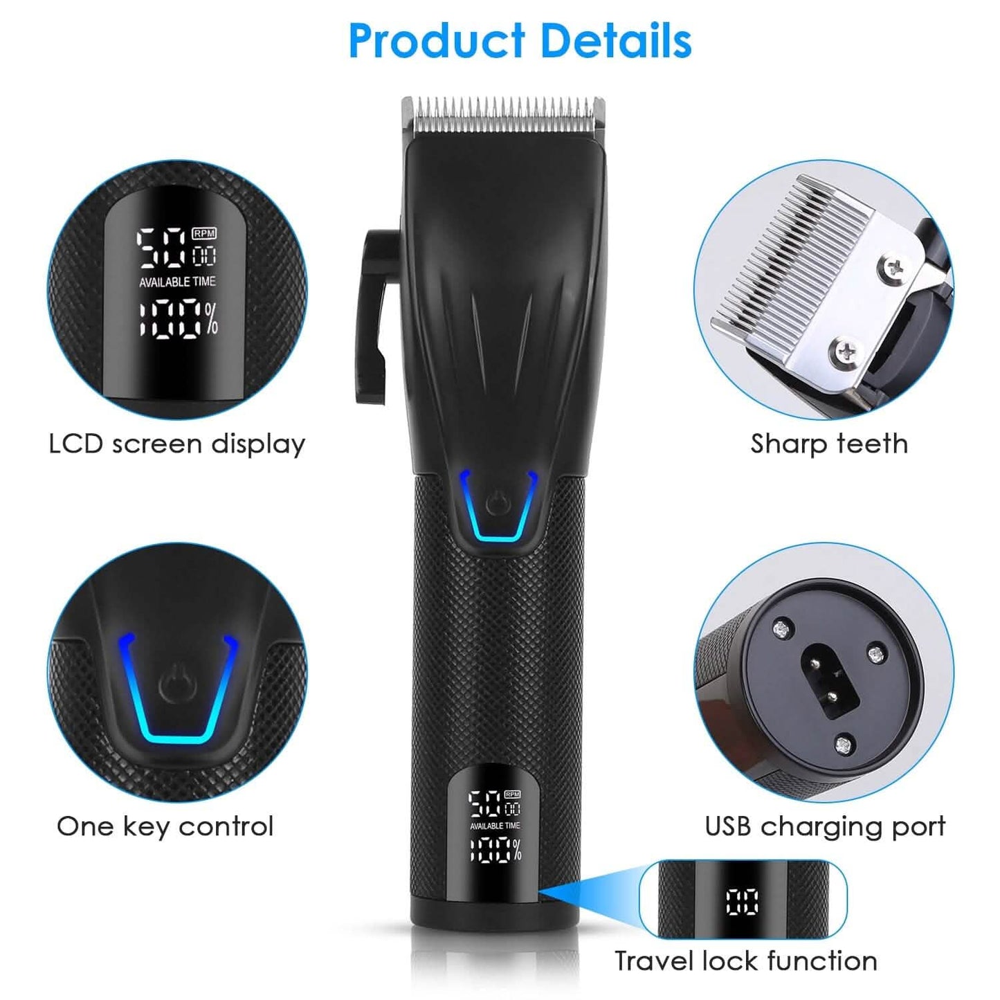 Men Electric Barber Clipper Hair Cutting Combo Set T Outliner Shaver Trimmers