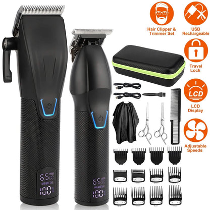 Men Electric Barber Clipper Hair Cutting Combo Set T Outliner Shaver Trimmers