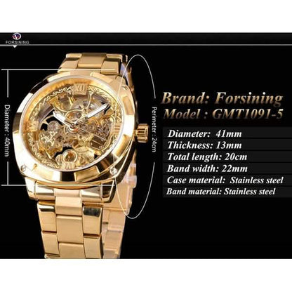 Men Luxury Skeleton Automatic Winding Mechanical Watch
