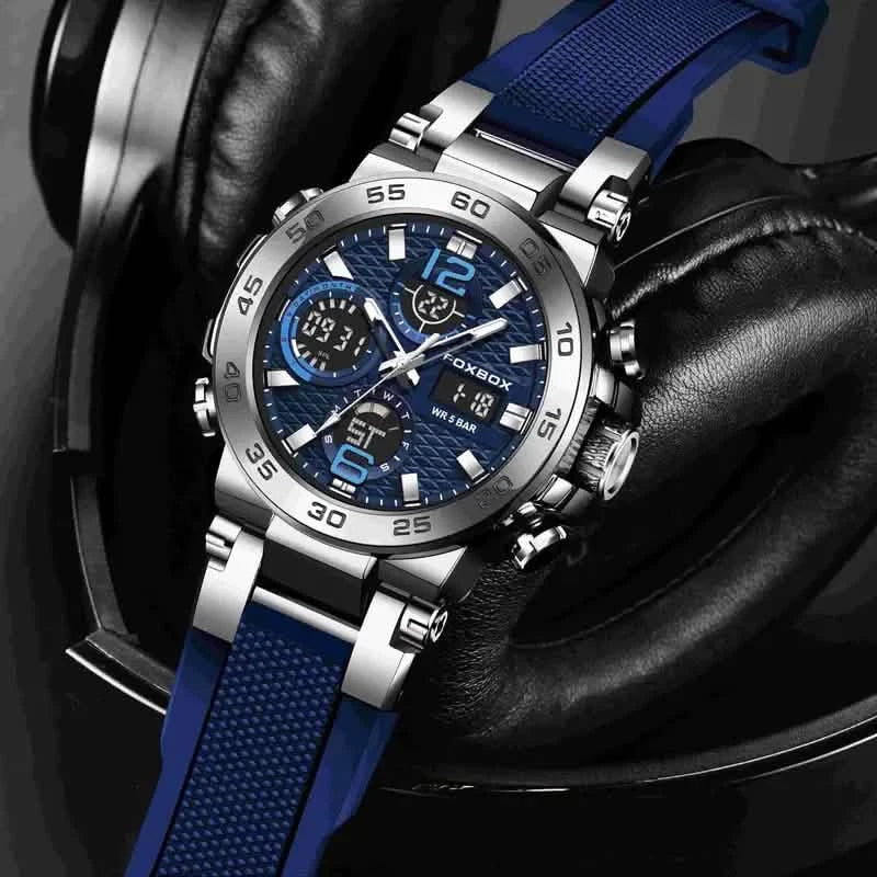 Men Waterproof Dual Display Digital Quartz Watch